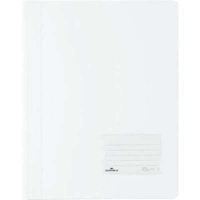 Durable DURALUX 268002 Snelhechtmap Wit DIN A4+ Etiketvenster (90 x 57 mm), Scheurbescherming, Binnentas (achterkant)