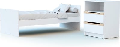 AT4 - Combinatie wieg en ledikant CARROUSEL in hout Wit en Beuken 60 x 120 cm