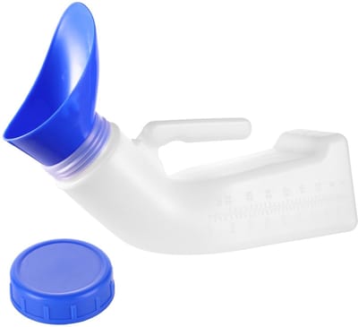 Dailygoods- Urinoir Draagbaar 1200ml - Urinefles Unisex - Morsbestendig - Accessoire Trechter - Voor Reizen - Voor Ouderen - Plasfles