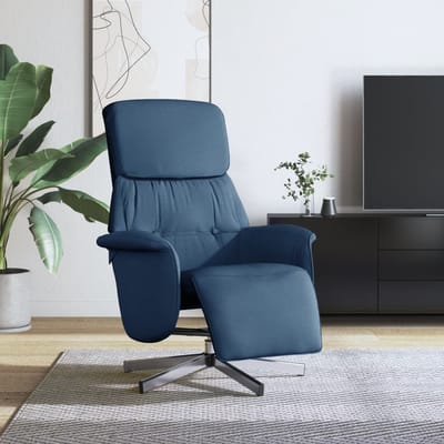 vidaXL - Fauteuil - verstelbaar - met - voetensteun - stof - blauw