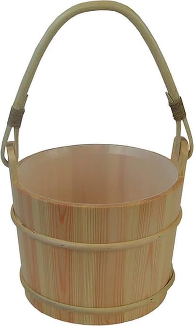 Saunia - Houten emmer met houten handvat - 6 liter