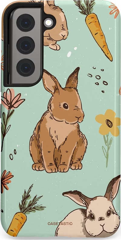 Casetastic Hoesje Geschikt voor Samsung S22 - Stijlvolle Beschermende Duo-layer Case - Hop hop flapoortje