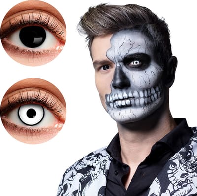 Boland - Paar 3-maands duolenzen Skullface - Volwassenen - Halloween en Horror - Halloween contactlenzen - Horror