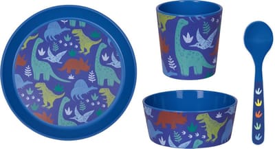 Dino kinder servies set (bord, kom, beker en lepel) - Die Spiegelburg - polypropyleen (geschikt voor kleine kinderen)