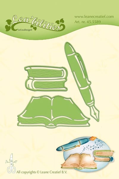 Lea’bilitie Books & Pen snij en embossing mal - snijmal pen inkt boek