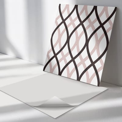 Wallfluent Vinyl Tegels - Stijlvol Golfpatroon Zelfklevende Vinyl Tegels - 30 cm x 30 cm - Zwart Vinyl Tegels - Set van 9 - Vierkant PVC Tegels - Patroon Plaktegels - Vinyl Wandtegels - Plaktegels Keuken en Badkamer