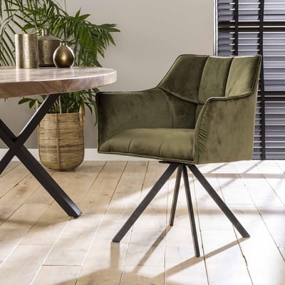 Set van 2 Draaibare Eetkamerstoelen Velvet Suze - Met Armleuningen Taupe