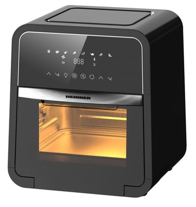 Heinner Heteluchtfriteuse – 2000W – 12L Capaciteit – Ovenfunctie – Digitaal Touchdisplay – Timer 60 min – Dehydrateren 24u – 8 Programma’s – Rotisserie – Zwart