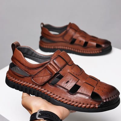 Zomer Heren Sandalen Echt Leer Heren Casual Schoenen Outdoor Heren Leren Sandalen voor Heren Strand Schoenen Romeinse Herenschoenen 44 white