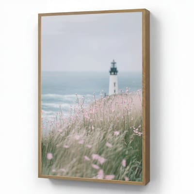 Wandlamp 60x90 cm - Oplaadbaar - Vuurtoren - Klif - Zee - Bloemen - Wandlampen binnen woonkamer - Slaapkamer lamp - Decoratieve nachtlamp - Vloerlamp draadloos