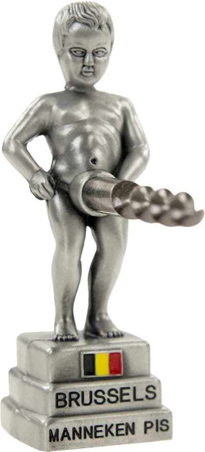Manneke Pis flessenopener/kurkentrekker - wijnflessen openener - zilver - 11 cm - metaal - gadgets - vaderdag/moederdag cadeau