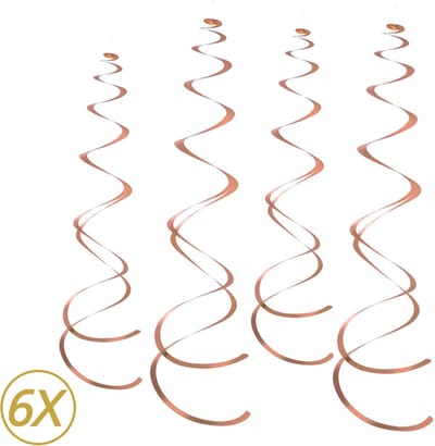 Rose Gouden Hangdecoratie Slingers Swirl Verjaardag Versiering Feest Versiering Swirls Plafond Decoratie Rose Goud - 6 Stuks