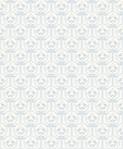 Dutch Wallcoverings - Little Kids- Oiseaux blauw/wit - vliesbehang - 10m x 53cm - JS3204