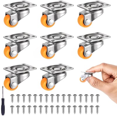 Dailygoods- Zwenkwielen Set van 8 - Mini Wielen - Meubelwielen met Schroeven - Slijtvast PP-Materiaal - 360 Graden Rotatie - Eenvoudige Installatie