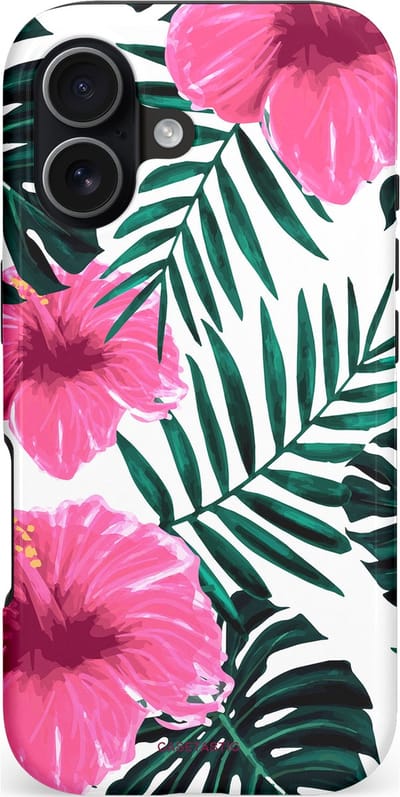 Casetastic hoesje geschikt voor Apple iPhone 17 - MagSafe - Dubbellaagse bescherming - Tropenavond - Fashion Case - Roze Wit Donkergrijs Lichtgrijs