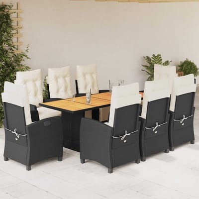 vidaXL 9-delige Tuinset poly rattan zwart