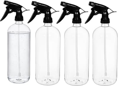 CM Plantenspuit met een inhoud van 1000 ml - 4x - transparant - verstuiver kop - 28 cm - kunststof - plantensproeier