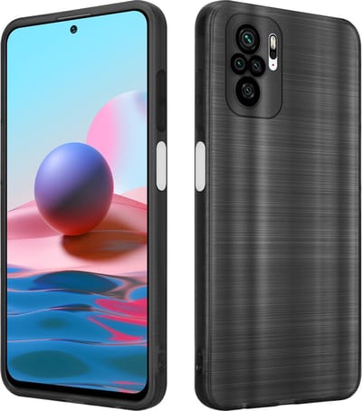 Cadorabo Hoesje geschikt voor Xiaomi RedMi NOTE 10 4G / RedMi NOTE 10S in Brushed Zwart - Beschermhoes Case Cover van flexibel TPU silicone in Brushed design