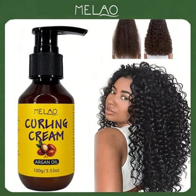 MELAO Marokkaanse Arganolie Krul Stylingcrème 280ml/9.47fl.Oz, Voedende Krul Definiërende Haarcrème, Verbetert Elasticiteit en Glans voor Krullend en Golvend Haar, Hydraterende Stylingcrème