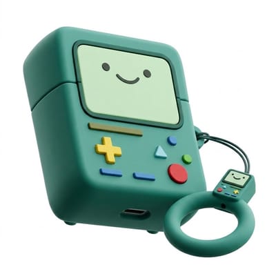 Groen cartoon game controller hoesje voor oordopjes heren dames met ring geschikt voor AirPods 4 siliconen soft case beschermhoes