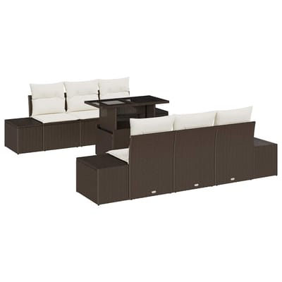 vidaXL Bankstel 7 st Bruin en Crème poly rattan
