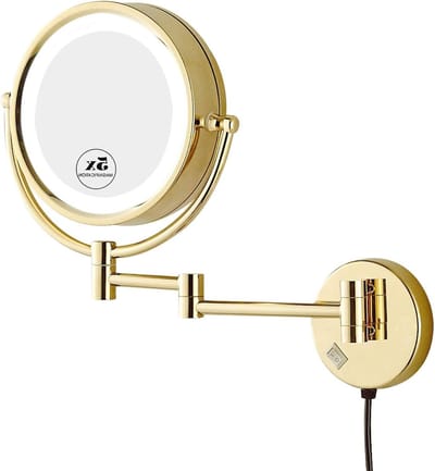 Wandmake-upspiegel - Vergrotende spiegel - Make-up aanbrengen - Dubbelzijdig 1x 5x - 8.5 inch - Chroom Goud