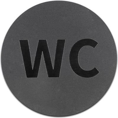 Wc bordje – WC – Rond – RVS met Zwart – 10 x 10 cm - Toilet bordje – Deurbord – Zelfklevend