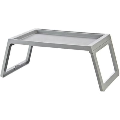 Bureau de Lit pour Ordinateur Portable PP Pliant Simple Design Rainuré Vers le Bas Table de Lit avec Trou de Charge pour 68x35.8x27.5cm grise