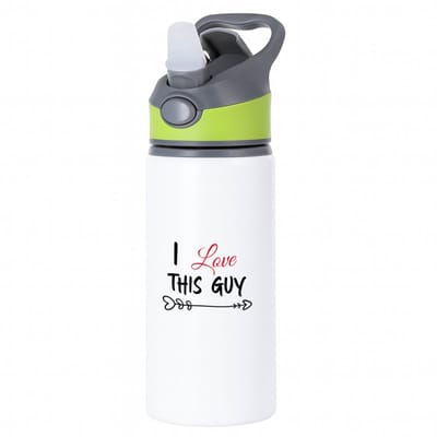 Hacebo® - I love this guy waterfles met rietje groen - iemand die liefde wilt geven aan een ander - valentijnsdag - cadeau voor vriend(je) - verjaardagscadeau - kado - geschenk - gift - verrassing - water fles - 650ML