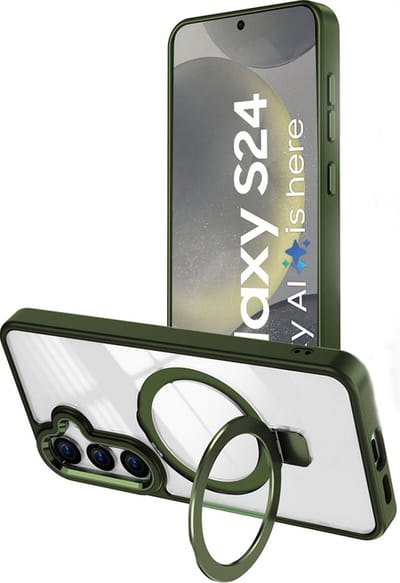 Hoesje Geschikt voor Samsung Galaxy S24 hoesje - met Magnetisch Ringhouder - Arara backcover - Pine Groen