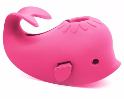 Babybadkraanhoes - Zachte siliconen veiligheidsbeschermer voor kinderen, peuters en baby's - Schattig walvisontwerp, leuk badcadeau voor kinderen-rood