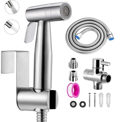 Store_8 - 2 Modi Bidet Doucheset - Roestvrijstalen Toiletdouche - Handdouche met T-klep - 1,5 m Doucheslang - Multifunctionele Bidetsproeier - Gesc...