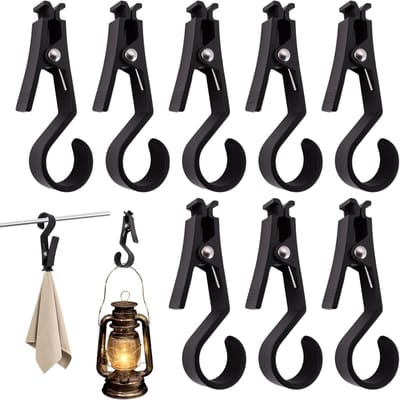Multifunctionele lichthaken voor binnen en buiten, 8 stuks, 11cm×1.8cm, ideaal voor het ophangen van handdoeken, kleding en sokken, geschikt voor tenten en luifels