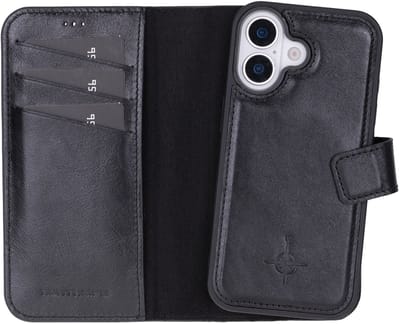 NorthLife Geschikt voor iPhone 17 - Leren Afneembare 2-in-1 bookcase telefoonhoes - Zwart