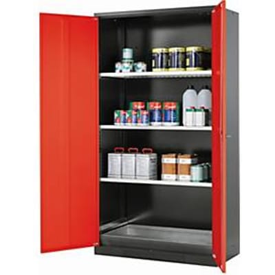 asecos CS-CLASSIC chemische opslagkast, scharnierende deuren, voorzijde in verkeersrood, B 1055 x D 520 x H 1950 mm