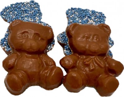 chocolade beertjes met blauwe musket 300 gram babyshower en kraamfeest chocolade baby-beer