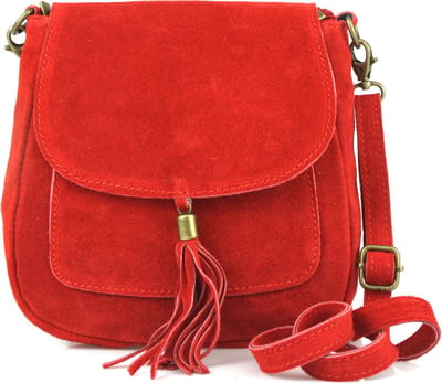 Rode Suède Schoudertas Tassle - Suède Boho Schoudertassen met Kwastje - Italiaans Suède - Verstelbaar Hengsel - Boho Schoudertassen- Rood