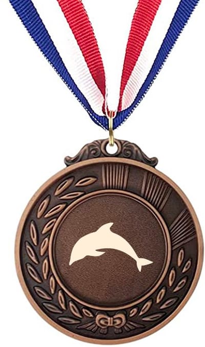 Akyol - dolfijn medaille bronskleuring - Dolfijn - dierenliefhebber - dieren vriend - oceaan - leuk cadeau voor iemand die van dolfijnen houd