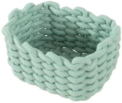 Opbergmand Katoen Gebreide Mand Decoratieve Natuurlijke Rechthoek Waterdichte Opbergdozen Organisatoren voor Babykamer, Slaapkamer, Woonkamer, Groen, Klein