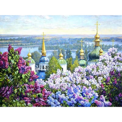 Peinture Diamant 5D Broderie Diamant Lilas Paysage Image de Strass Art Mosaïque Diamant 20X30CM gray
