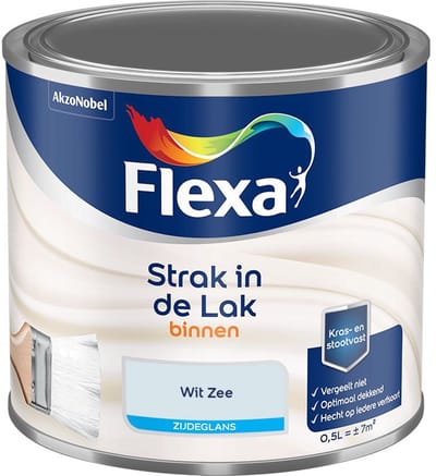 Flexa - Strak In De Lak Binnenlak Zijdeglans - Wit Zee - Mengverf - 500 Ml