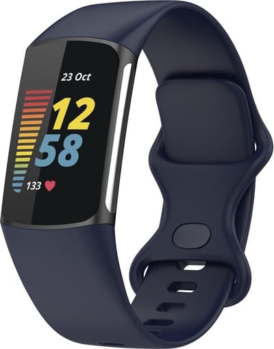 KELERINO. Siliconen bandje geschikt voor Fitbit Charge 5 - Blauw - Large