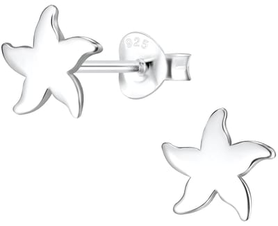 Joy|S - Zilveren ster oorbellen - zeester - 8 mm - egaal