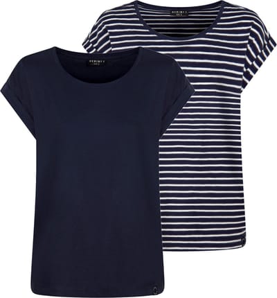 DENIMFY Dames Top DFSophie 2-Pack regular fit Blauw Ronde Hals Volwassenen Zomertop katoen-modal mix