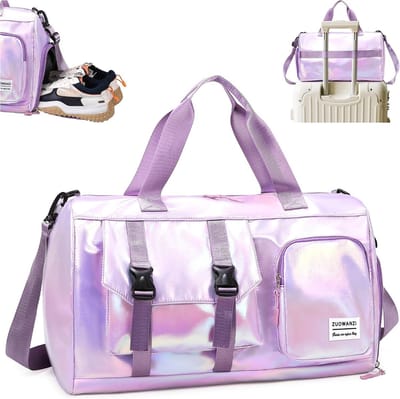 Sporttas - Paars - 45 x 21 x 26 cm - Opvouwbare Reistas met Schoenenvak en Vochtige Zak - Voor Dames