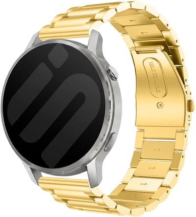 Strap-it 20mm stalen band - universeel geschikt voor Garmin Vivoactive 6 / 5 / 3 / Vivomove / 3 / HR / Style / Luxe / Sport / Trend / Forerunner 645 / 570 / 245 / 170 / 165 / 70 / 55 / Venu / SQ / SQ2 / 2 Plus / Approach S12 / S40 / S42 / S44 - Goud