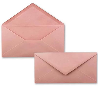 Oudroze Enveloppen DIN Lang - 50 Stuks, Natte Plakrand zonder Venster, Perfect voor Uitnodigingen