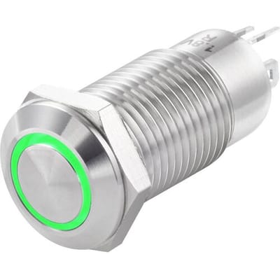 TRU COMPONENTS TC-7494676 TC-GQ12-CH-10ZE/J/G/12V/S Druktoets 36 V/DC 1 A 1x uit/aan Continu Groen IP40 1 stuk(s)