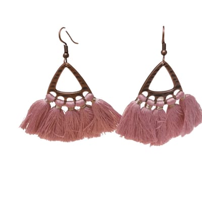 Oorbellen - Boho oorhangers Roze kwastjes - Lichtgewicht en stijlvol