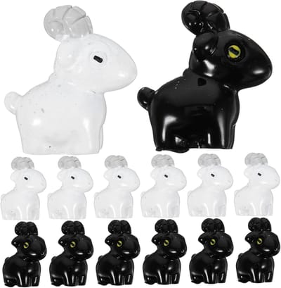 Mini Geiten Beeldjes - Schaap Decoratie Miniaturen - Poppenhuis Inrichten - Gedetailleerd Ontwerp - 28 x 26 x 15 cm